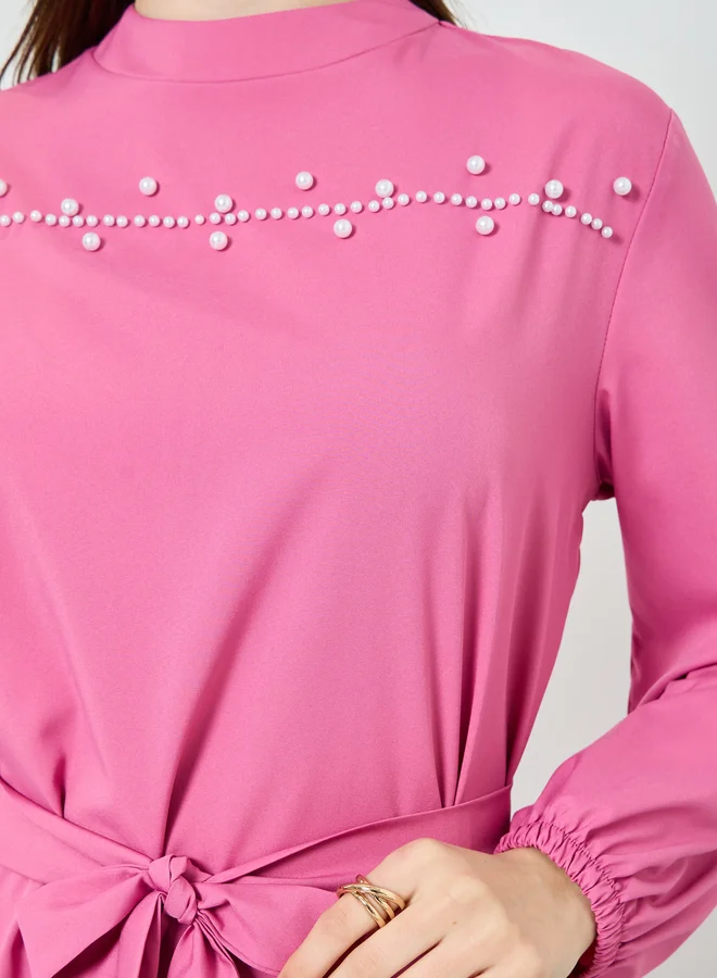 Styli  Women Pearl Embellished Top and Maxi Skirt Co-Ords for Women | Best Price UAE